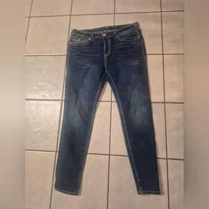 True Religion Jennie Curvy Mid Rise Super Skinny jeans womens size 31